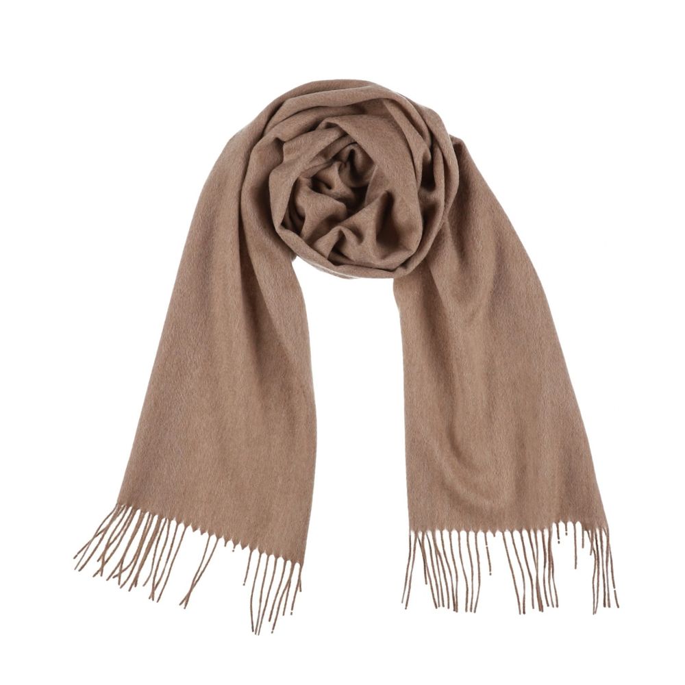 Beige plain cashmere scarf for women Paris (4)