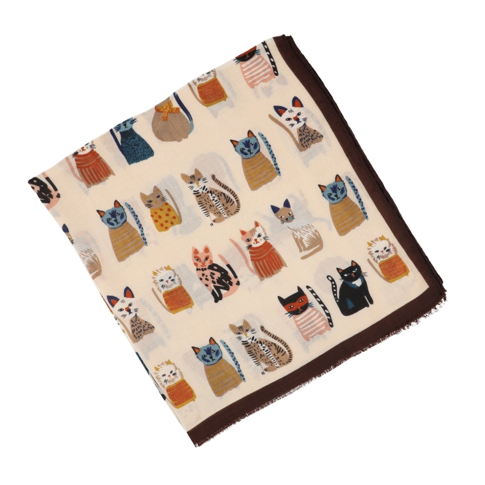 Soft beige cat print scarf – Nikko (6)