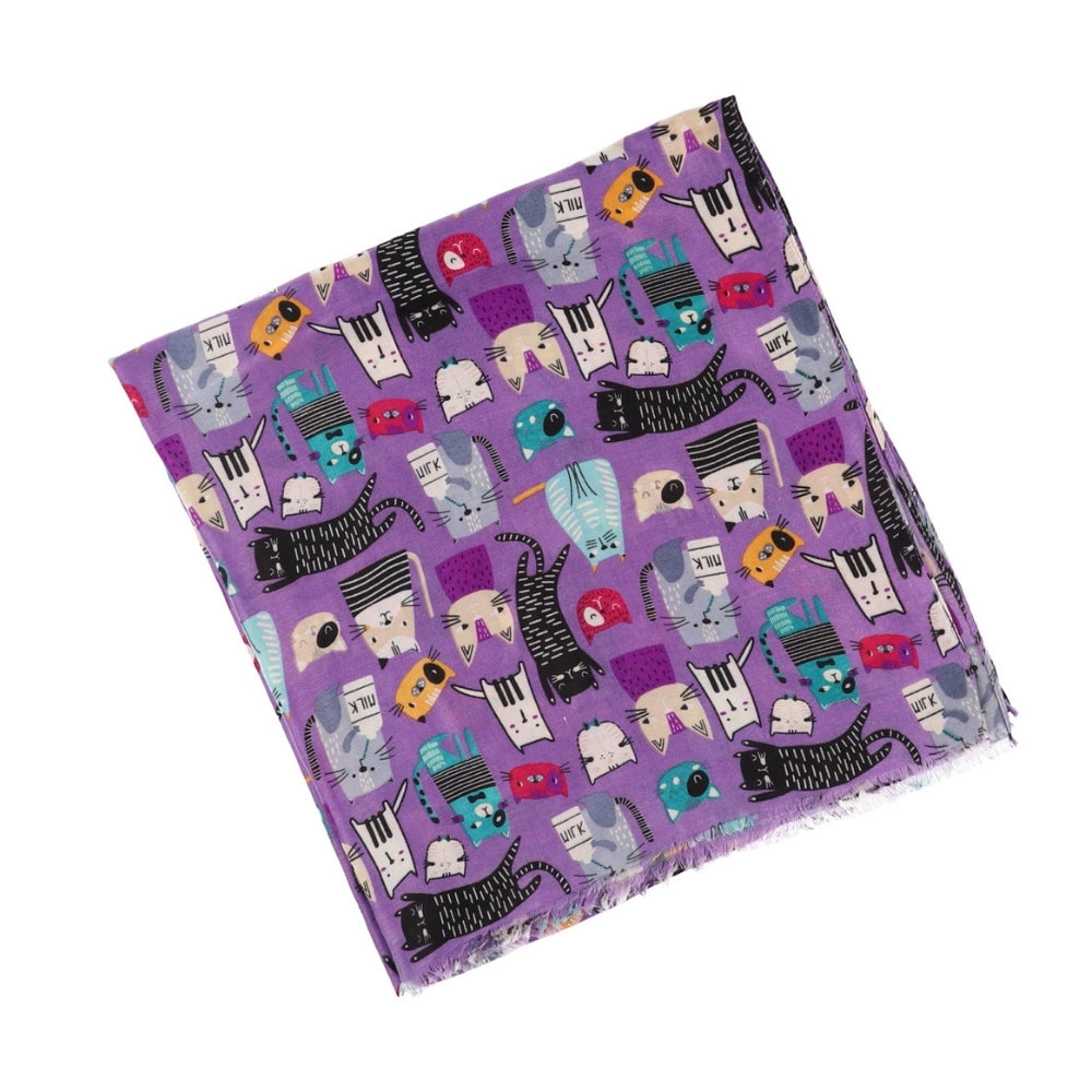 Purple cat print shoulder wrap – Nikko (6)